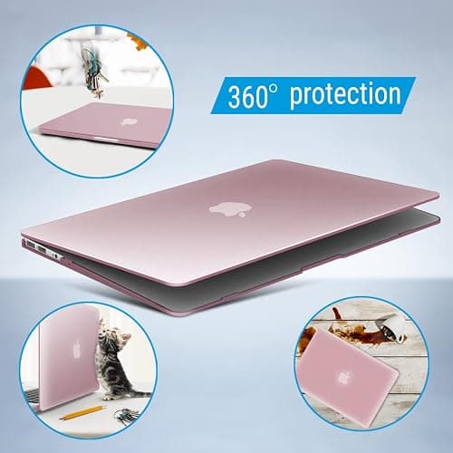IBENZER Compatible with MacBook Air 11 Inch Case Model A1370 A1465, Soft Touch Plastic Hard Shell Case Bundle with Keyboard Cover & Screen Protector for Mac Air 11, Pink Gold, A11MPK+2A thumbnail 9