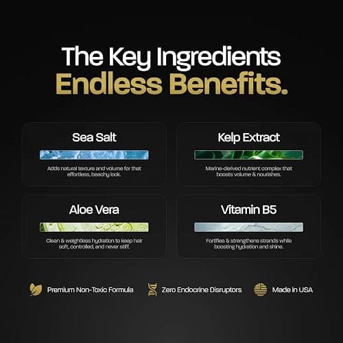 BASED Sea Salt Spray, Natural Finish Sea Salt Spray for Hair, Volumizes & Texturizes, Infused with Kelp & Vitamin B5, Light & Non-Greasy, Paraben, Sulfate, Phthalate Free, 6.8 oz (Pack of 1) thumbnail 5