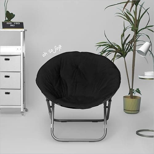 Urban Lifestyle Faux Fur Saucer Chair, One Size, Black thumbnail 5