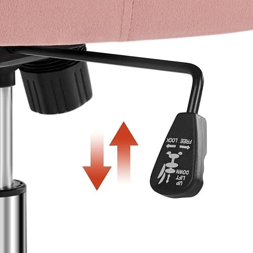 Yaheetech Pink Desk Chair Cute Vanity Chair with Back & Modern Swivel Rolling Design for Home Office, Study, Vanity, Bedroom thumbnail 8