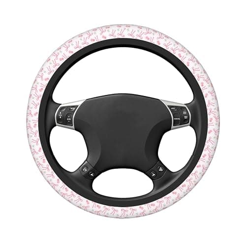 Car Steering Wheel Cover Universal Neoprene Anti Slip Car Accessories Decorative Wheel Protector 15 Inch - Pink Bow thumbnail 5