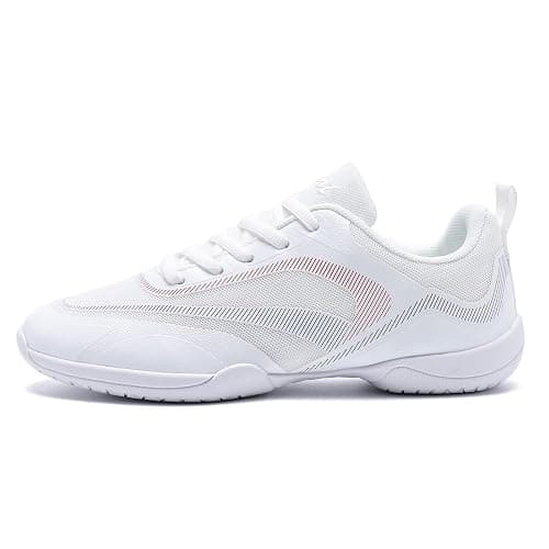 YHYLRON White Cheer Shoes for Womens Cheerleading Shoes Girls Youth Cheerleading Shoe Tennis Training Athletic Flats Breathable Cheer Sneaker Size - Image 1