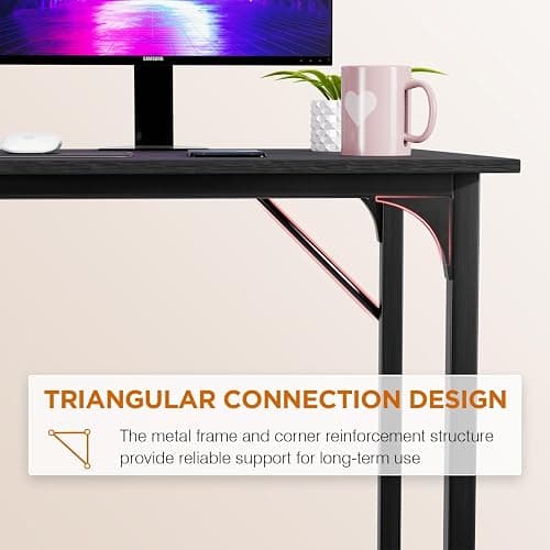 PayLessHere | 32 Inch Computer Desk | Black | Office Desk with Metal Frame, Adjustable Feet | Water-Resistant, Scratchproof Surface | Sturdy Writing Table for Home Office or Study | Pack of 1 thumbnail 6