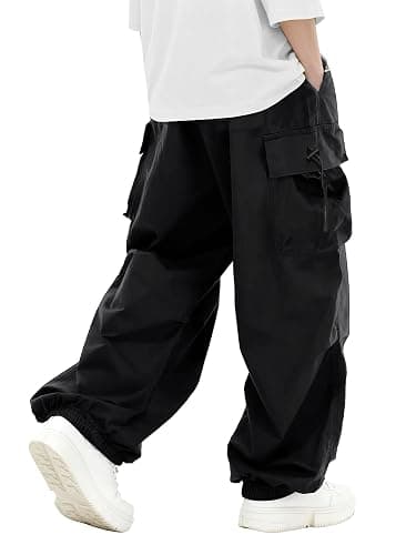 PLEPAN Mens Baggy Cargo Pants Loose Fit Casual Parachute Pants Elastic Waist Drawstring Streetwear Joggers Sweatpants thumbnail 5