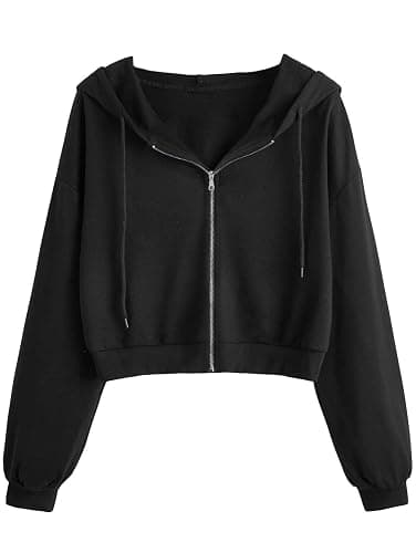 SOFIA'S CHOICE Cropped Zip Up Hoodie Women Long Sleeve Crop Sweatshirts Jackets - Image 1