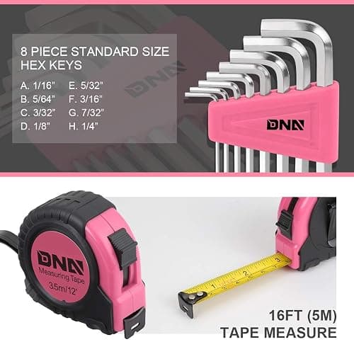 DNA MOTORING 39-Piece Household Tool Set General Repair Small Hand Tool Kit Storage Case for Home Garage Office College Dormitory Use, Pink, TOOLS-00009 thumbnail 7