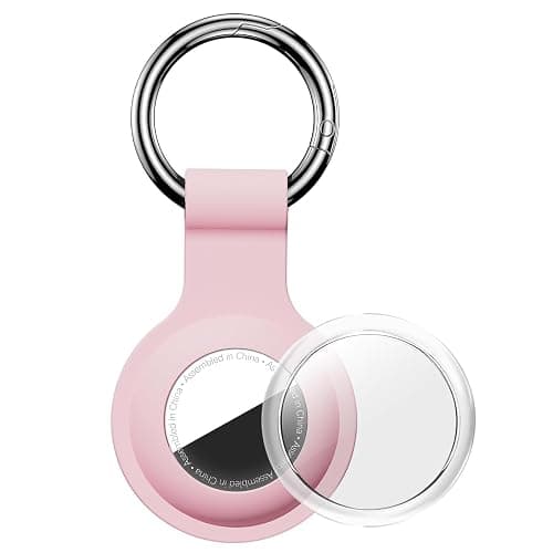 Trazzic Holder for AirTag 2nd & 1st Gen, Ultra Light Silicone Case & Upgrade Waterproof Clear Cover with Durable Anti-Losing Keychain, Shockproof & Anti-Scratch Cover for Pets, Kids, Luggage, Pink - Image 1