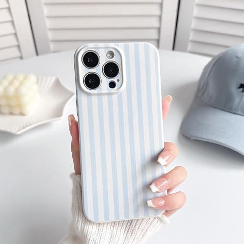 Lovmooful Compatible for iPhone 13 Pro Case Cute Color Striped with Aesthetics Design for Girls Women Soft TPU Shockproof More Protective Girly for iPhone 13 Pro Case-Blue thumbnail 7