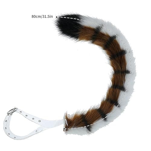 JUNBOON Handmade Faux Fur Tiger Ears Headband Long Tail Set for Halloween Cosplay Party Costume Accessories thumbnail 3