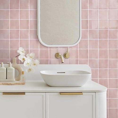 COMSTICKC Upgraded Thicker Pink Peel and Stick Backsplash Tiles for Kitchen, 10 Pcs of 12''x12'',3D Peel and Stick Tiles for Wall Removable Vinyl Backsplash Kitchen Bathroom Waterproof thumbnail 7