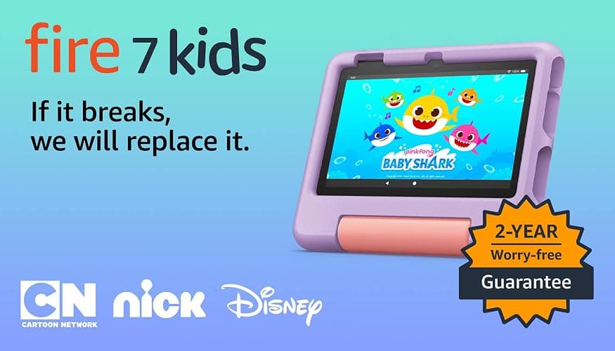 Amazon Fire 7 Kids tablet (newest model) ages 3-7. Top-selling 7" kids tablet on Amazon. Includes ad-free and exclusive content, easy parental controls, 10-hr battery, 16 GB, Purple thumbnail 8