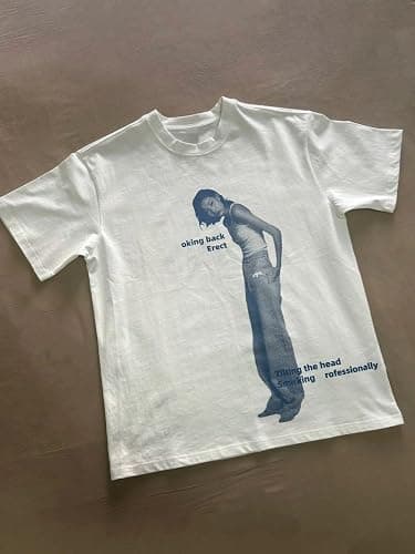 Goth Vintage Rapper T Shirt Men Oversized Graphic Tee Y2k Emo Grunge Shirts Streetwear - White Grey - Medium thumbnail 4