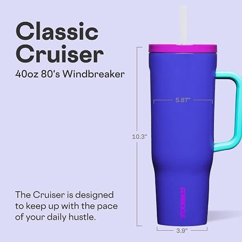 Corkcicle Cruiser Insulated Tumbler - Keeps Drinks Cold 20 Hours - Triple-Insulated Stainless Steel - Spill-Proof Lid - Summer Drinkware Gift - Keeps Drinks Ice Cold - 40 oz - Windbreaker thumbnail 2