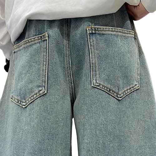 Nivne Tco Boys Baggy Jeans - Comfortable Streetwear Elastic Waist Pants with Pockets, Straight Leg Jeans for Tween thumbnail 3