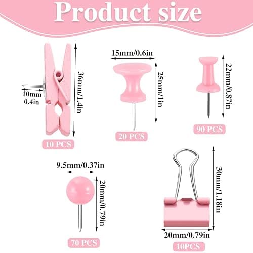 200 Pieces Pink Push Pins Thumb Tacks Cute Decorative Push Pins for Cork Board Bulletin Boards Wall Maps Pictures Office Supplies thumbnail 3