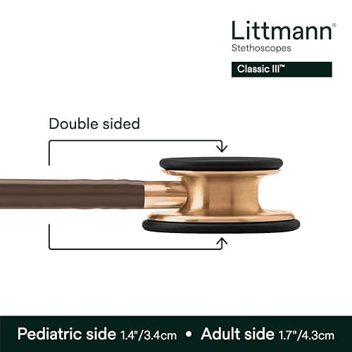3M Littmann Classic III Monitoring Stethoscope, 5809, More Than 2X as Loud, Weighs Less, Stainless Steel Copper-Finish Chestpiece, 27" Chocolate Tube, Copper Stem and Headset thumbnail 3