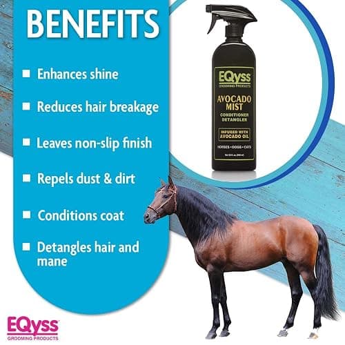 EQyss Avocado Mist Equine Coat Conditioning Spray - Horse Detangler, Reduces Breakage, Enhances Shine, Repels Dust & Dirt, Anti-Static (32 oz) thumbnail 3