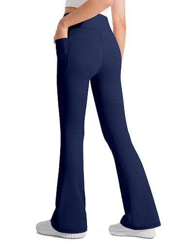 JOCMIC Girls Flare Leggings Kids Bell Bottom Flared Yoga Pants High Waisted Athletic Tight with Pockets thumbnail 4