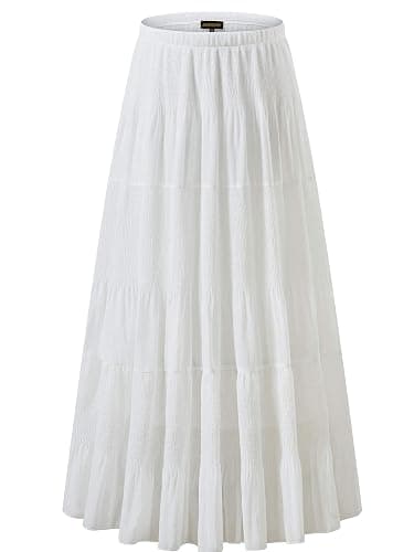 NASHALYLY Women's Chiffon Elastic High Waist Pleated A-Line Flared Maxi Skirts - Image 1