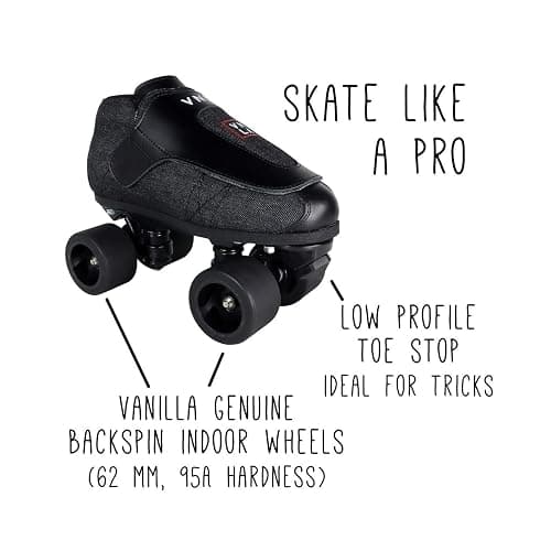 VNLA Junior Stealth Jam Skates for Men and Women - Indoor Unisex Roller Skates thumbnail 5