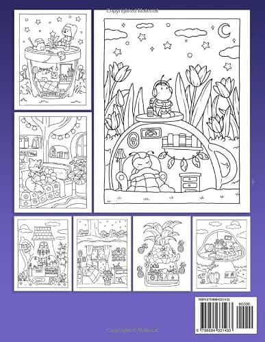 Cozy Spaces: Coloring Book for Adults and Teens Featuring Relaxing Familiar Corners with Cute Animal Characters for Stress Relief thumbnail 2