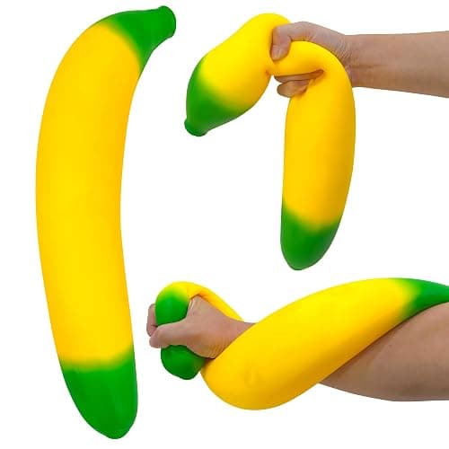Banana Squishy Giant, Large Slow Rising Banana Fidget Toys | Soft Stress Relief Anxiety Sensory Toys for Adults, Realistic Fruit Shape Squeeze Toys, Birthday Party Favors - Image 1