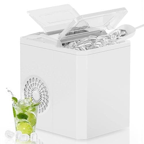 OLIXIS Nugget Ice Maker Machine, 26lbs in 24Hrs, 9 Ice Cubes in 6 Mins,Auto-Cleaning Portable Ice Maker with Basket and Scoop, Countertop Ice Maker for Home/Kitchen/Camping/RV, White - White - Image 1