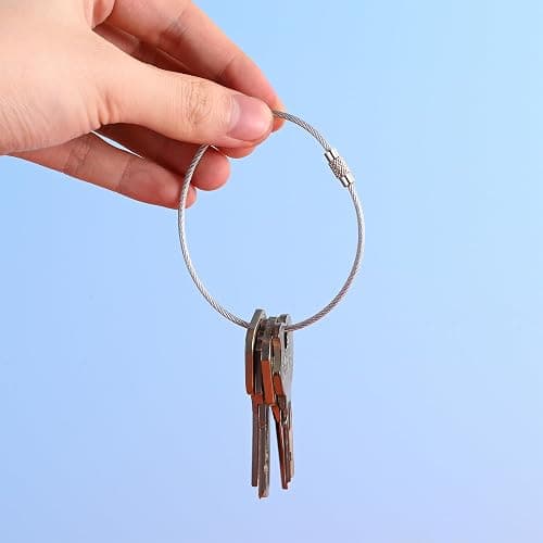 Imslery 7.8 in Steel Wire Keychain Cable,Nylon Coated Metal Key Ring,Luggage Tags Loops 2mm Twist Barrel,Silver thumbnail 5