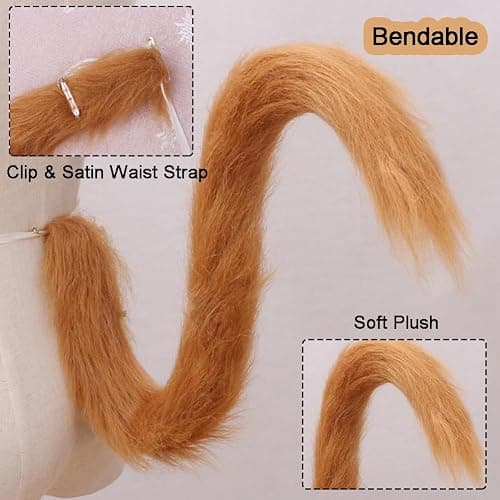 ILUFAM Cat Tail Cosplay 31.5" Long Plush Animal Tail for Halloween Party Fancy Dress Costume Accessories thumbnail 4