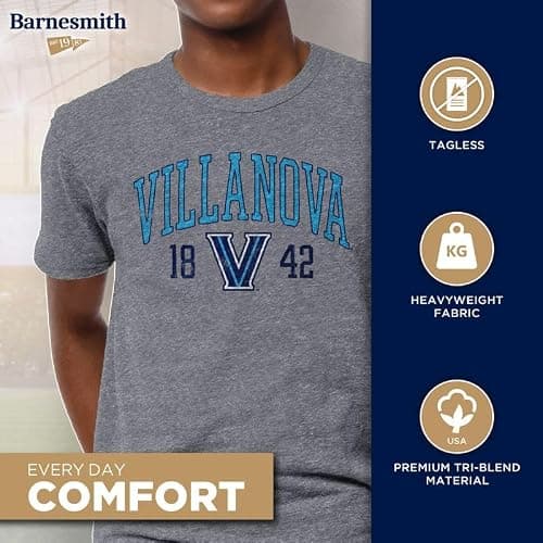 Barnesmith NCAA Unisex Short-Sleeve T-Shirt, Premium Tri-Blend, Collegiate Logo, Grey thumbnail 3