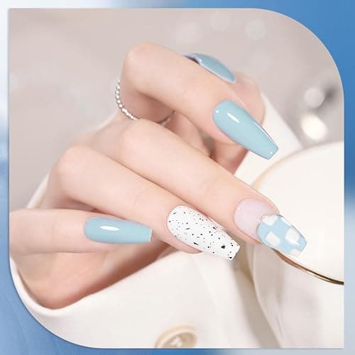 GAOY Blue Navy Gel Nail Polish Set, 6 Colors Nude Gray Baby Blue Soak Off UV Light Cure Gel Polish Kit for Salon and Nail Art DIY at Home thumbnail 3