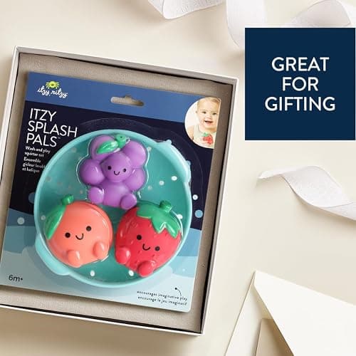 Itzy Ritzy Bath Squirter Toys – Set of 3 Textured, Fruit-Shaped Bath Toys & 1 Sprinkle Strainer – Itzy Splash Pals Promote Sensory Play, Cause & Effect, & Motor Skill Development – 6 Mos & Up (Fruit) thumbnail 7