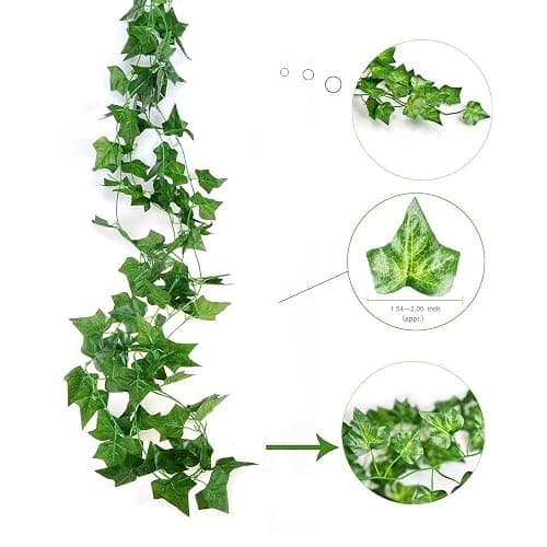 KUPOO 12 Strands 84 Feet Artificial Ivy Leaf Plants Vine Hanging Garland Fake Foliage Flowers for Wedding Party Garden Wall Decoration (Style A) thumbnail 2