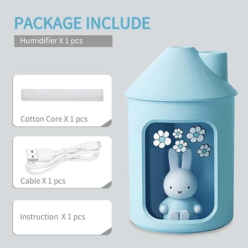 Mipow x miffy BTA700M Cool Mist Humidifier for Bedroom,Ultrasonic Quiet Humidifier with Night Light,450 ML Double Spray for Nursery,Office Indoor Plants (Blue), Gifts for Girls thumbnail 8