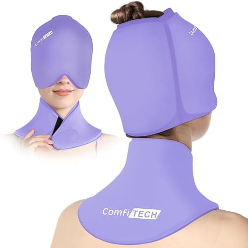 ComfiTECH Cold Cap and Neck Ice Pack Wrap Gel Combo, Care Package for Head and Cervical, Lavender - Image 1