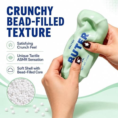 Crunchy Blue Butter Squishy ASMR Squeeze Stress Relief Fidget for Adults | Crunchy ASMR Experience, Soft Flexible Texture, Satisfying Hand Squeeze for Relaxation, Office Desk Accessory and Adult Gift thumbnail 3