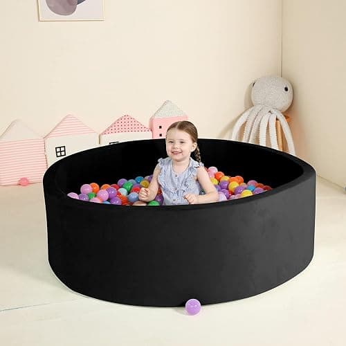 TRENDBOX Extra Large Foam Ball Pit for Toddlers, 47x14 inch Soft Baby Ball Pit with Washable Velvet Cover (Balls not Included)- Black thumbnail 2