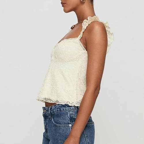 Meihuida Women's Lace Babydoll Cap Sleeve Tank Top thumbnail 3