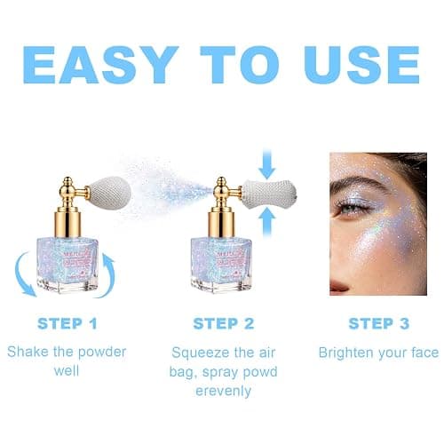 Holographic Body Glitter Spray, Shimmering Sparkle Makeup for Hair Face Clothes, Loose Glitter Highlighter, Festival Rave Party Accessories (Glint-Rainbow & Dazzle) thumbnail 9
