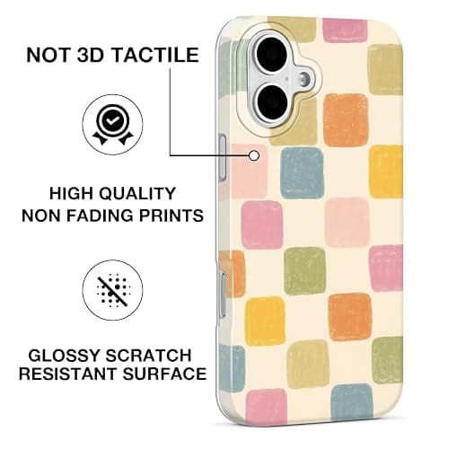 GEQCDBN Compatible with iPhone 17 Case, Trendy Cute Colorful Checkered Girly Soft Slim TPU Shockproof Aesthetic Protective Phone Case Cover for Women Girls 6.1" thumbnail 2