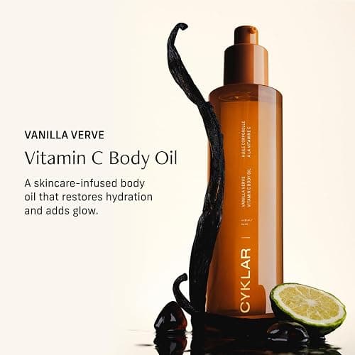 CYKLAR Vitamin C Body Oil for Women and Men. Moisturizing Vanilla Verve Scented Body Serum for Glowing Skin. Nourishing, Hydrating After-Shower and Bath Skin Care Moisturizer, 4.2 Fl Oz thumbnail 2