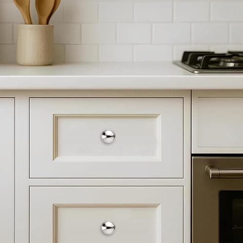 khtumeware 10 Pack Knob Vibrant Polished Nickel Cabinet knobs 1-1/4 inch Solid Heavy Duty Tradition Bifold Closet Door Mushroom Knobs Cabinet Hardware for Kitchens cabinets Dresser Bathroom thumbnail 3