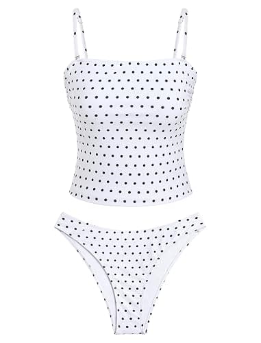 ZAFUL Women's Floral Tankini Swimsuits Bandeau Tummy Control High Cut Tankini Set Two Piece Bathing Suit - Image 1