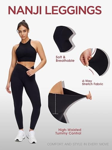 NANJI High Waisted Leggings with Pockets for Women - Buttery Soft, Stretch Yoga Pants, Squat Proof Casual Workout Leggings thumbnail 4