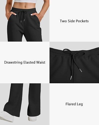 JEKAOYI Womens High Waisted Flared Sweatpants Drawstring Casual Lounge Lightweight Wide Leg Pants with Pockets thumbnail 6