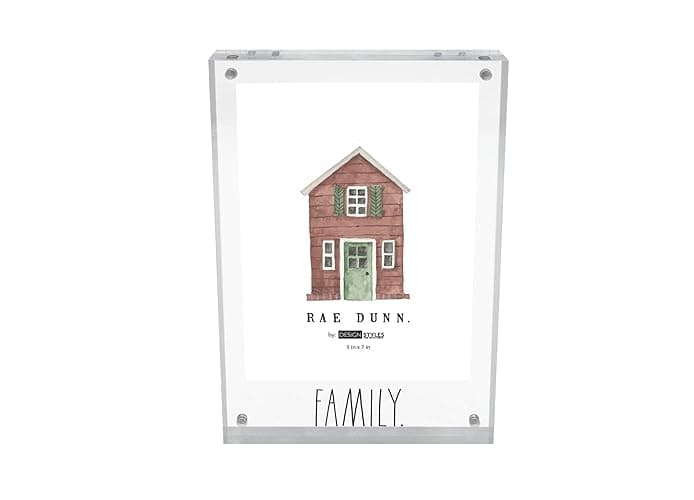 Rae Dunn Acrylic Frame - 5 x 7 Clear Acrylic Picture Frame - Free Standing Acrylic Photo Frame Display for Home, Office, Desk, Table - Modern Decor with Cute Sayings - Gift for Mom, Best Friend
