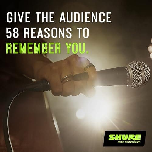 Shure SM58-LC Dynamic Vocal Microphone – Professional Handheld Cardioid XLR Mic for Singing, Live Performance, Studio Recording, Podcast & Broadcast, Black thumbnail 3