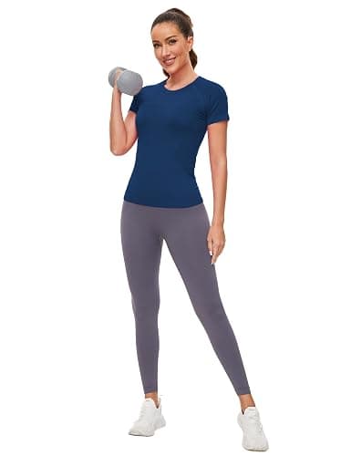 MathCat Workout Shirts for Women Short Sleeve Seamless Yoga Athletic Tees Sports Breathable Gym Athletic Tops thumbnail 5