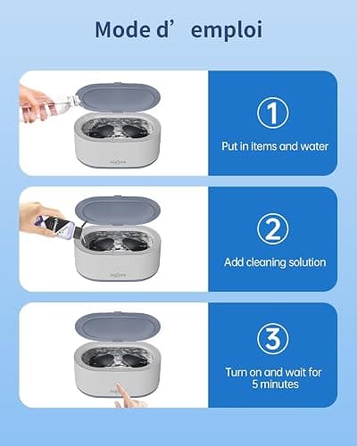 JeaTone 46KHz Nettoyeur Ultrasons Professionnel 600ml Bac Ultrasons Portable pour Le Nettoyage Profond de Bijoux, Lunettes, Montres, Attelles Dentaires, Dentier, Têtes de Rasoir et Pièces de Monnaie thumbnail 9