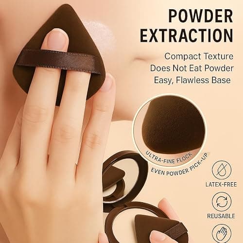 GOERTI Beauty Blender Sponge Set 14PCS – Multi-Size Makeup Sponges for Foundation, Liquid, Powder - Triangle Puffs, Mini Beauty Blender, Thumb Powder Puff, Reusable & Wet or Dry Use (Brown) thumbnail 4